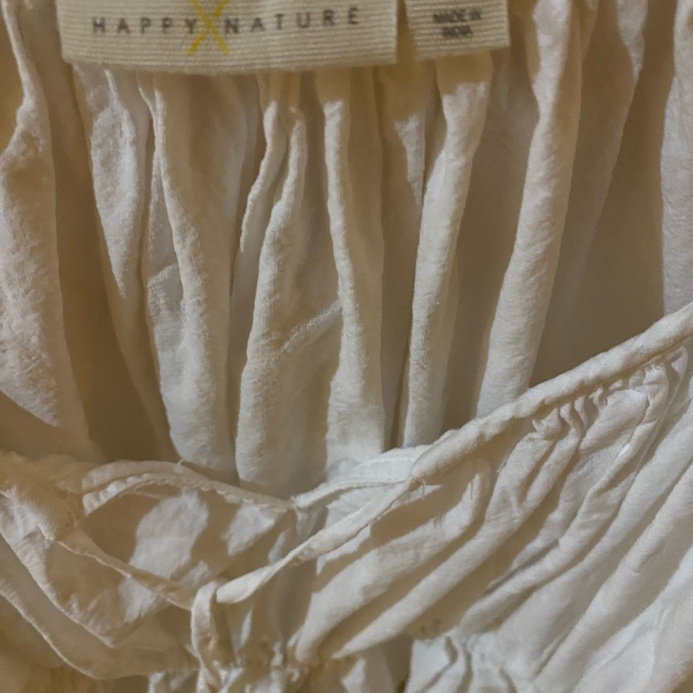 Happy X Nature Kate Hudson White Peasant Cotton Blouse Cropped Top Size Small - Picture 6 of 6